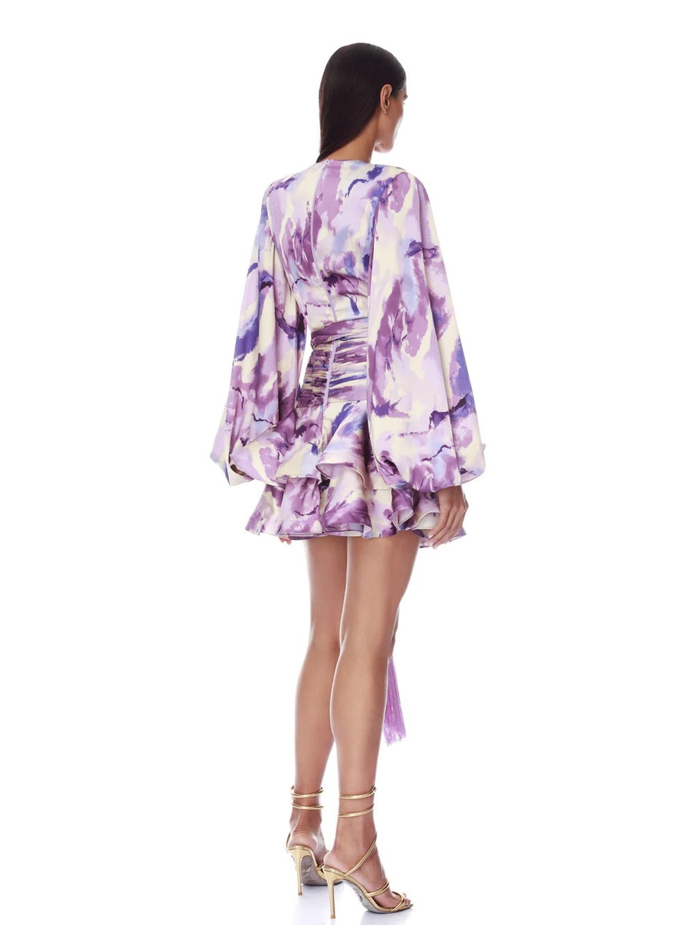 New Bronx and Banco Wisteria Bedouin Coastal Wrap Mini Dress in Purple Multi - Picture 3 of 16